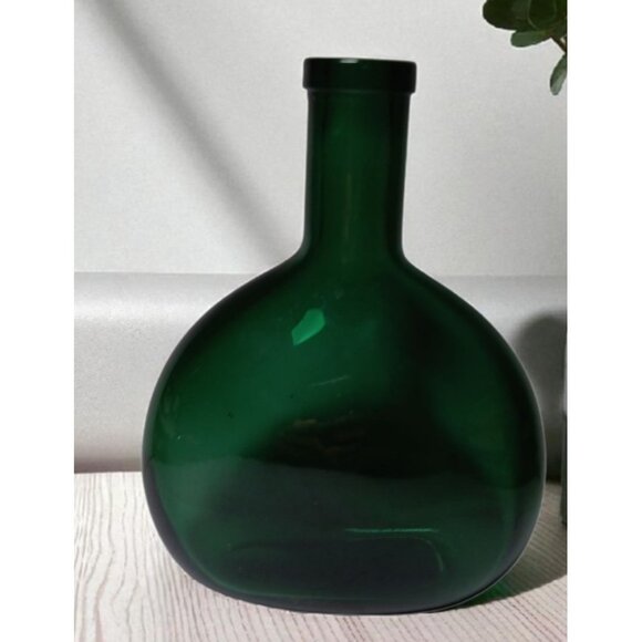 Vtg Heavy Dark Green Glass Teardrop Wine Bottle Marked 37 6" Tall - Picture 2 of 8